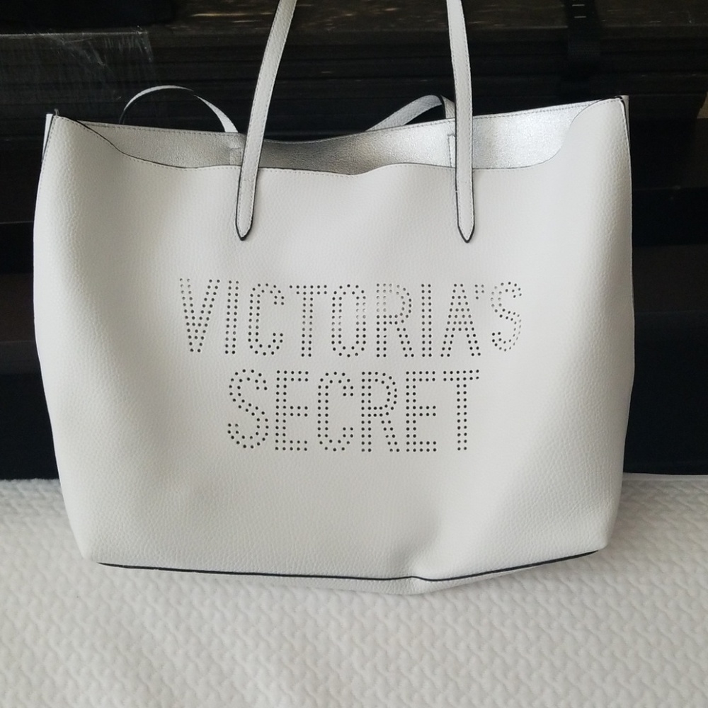 Victoria's Secret white, faux leather tote